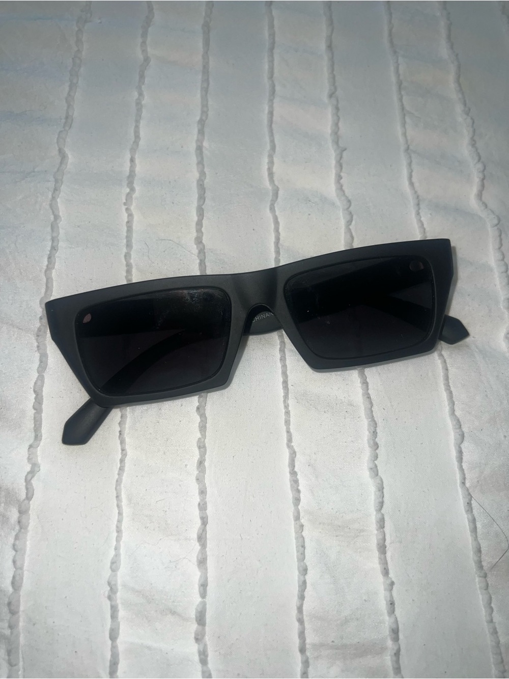 Black Rectangular Sunglasses - Sleek Matte Narrow Frame